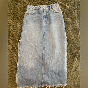 Topshop Denim Midi Skirt